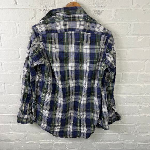 L.L. Bean Men's Plaid Flannel Button Down Shirt Long Sleeve White Green Size M - Picture 2 of 5